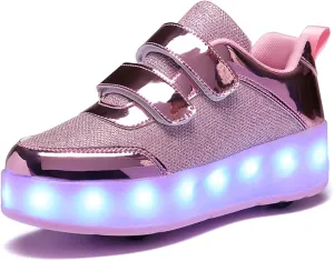 Kids LED Roller Skating Shoes are Suitable for Boys Girls Light Emitting Roller Skating Sports Shoes with Detachable Wheels Rechargeable Flash Wheels