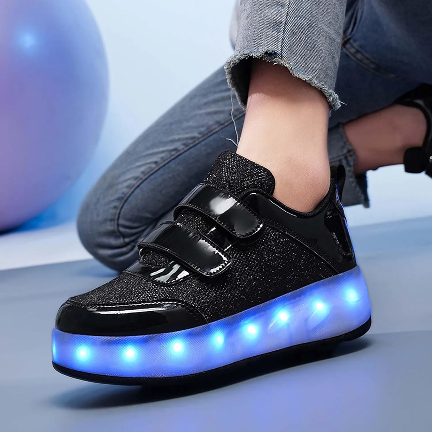 Kids LED Roller Skating Shoes are Suitable for Boys Girls Light Emitting Roller Skating Sports Shoes with Detachable Wheels Rechargeable Flash Wheels