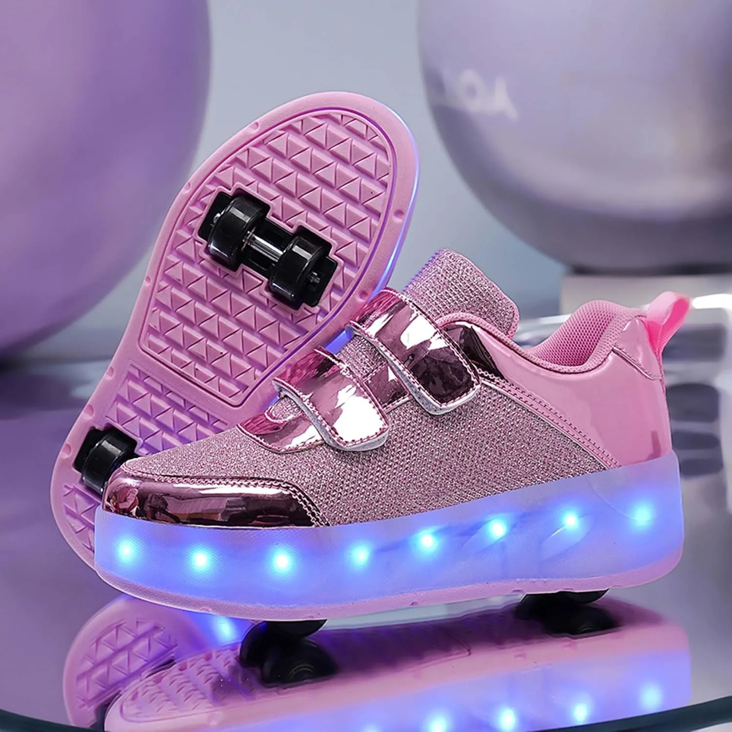 Kids LED Roller Skating Shoes are Suitable for Boys Girls Light Emitting Roller Skating Sports Shoes with Detachable Wheels Rechargeable Flash Wheels