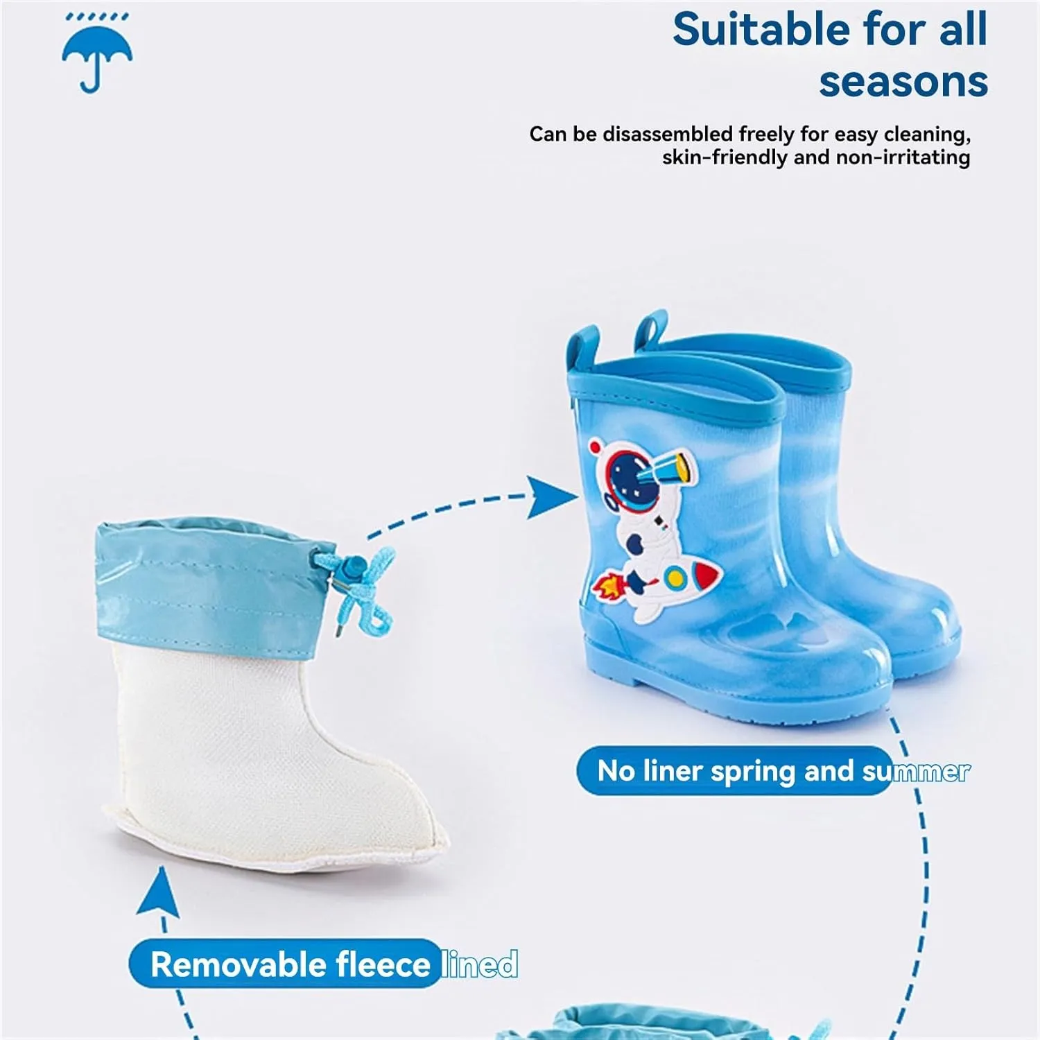 Kids Rain Boots for Boys Girls Toddler Cartoon Soft Rubber Water Proof Non Slip Rain Shoes Outdoor Play Mud Shoes