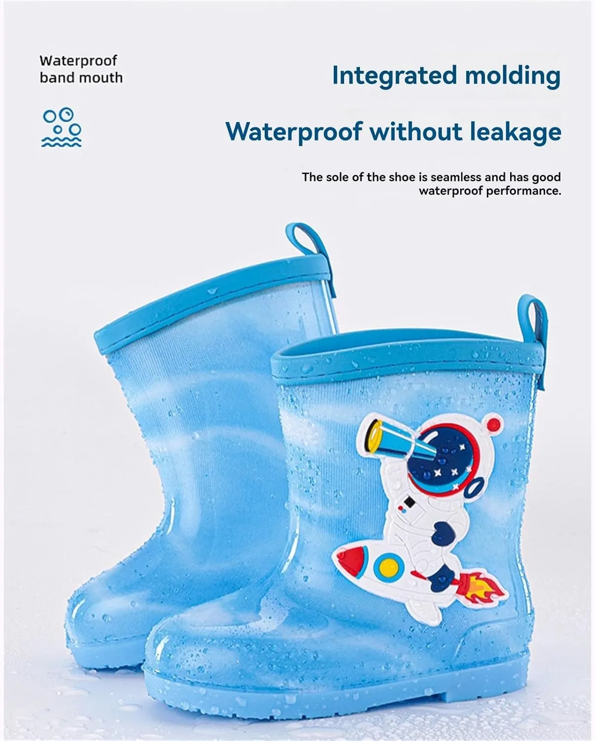 Kids Rain Boots for Boys Girls Toddler Cartoon Soft Rubber Water Proof Non Slip Rain Shoes Outdoor Play Mud Shoes