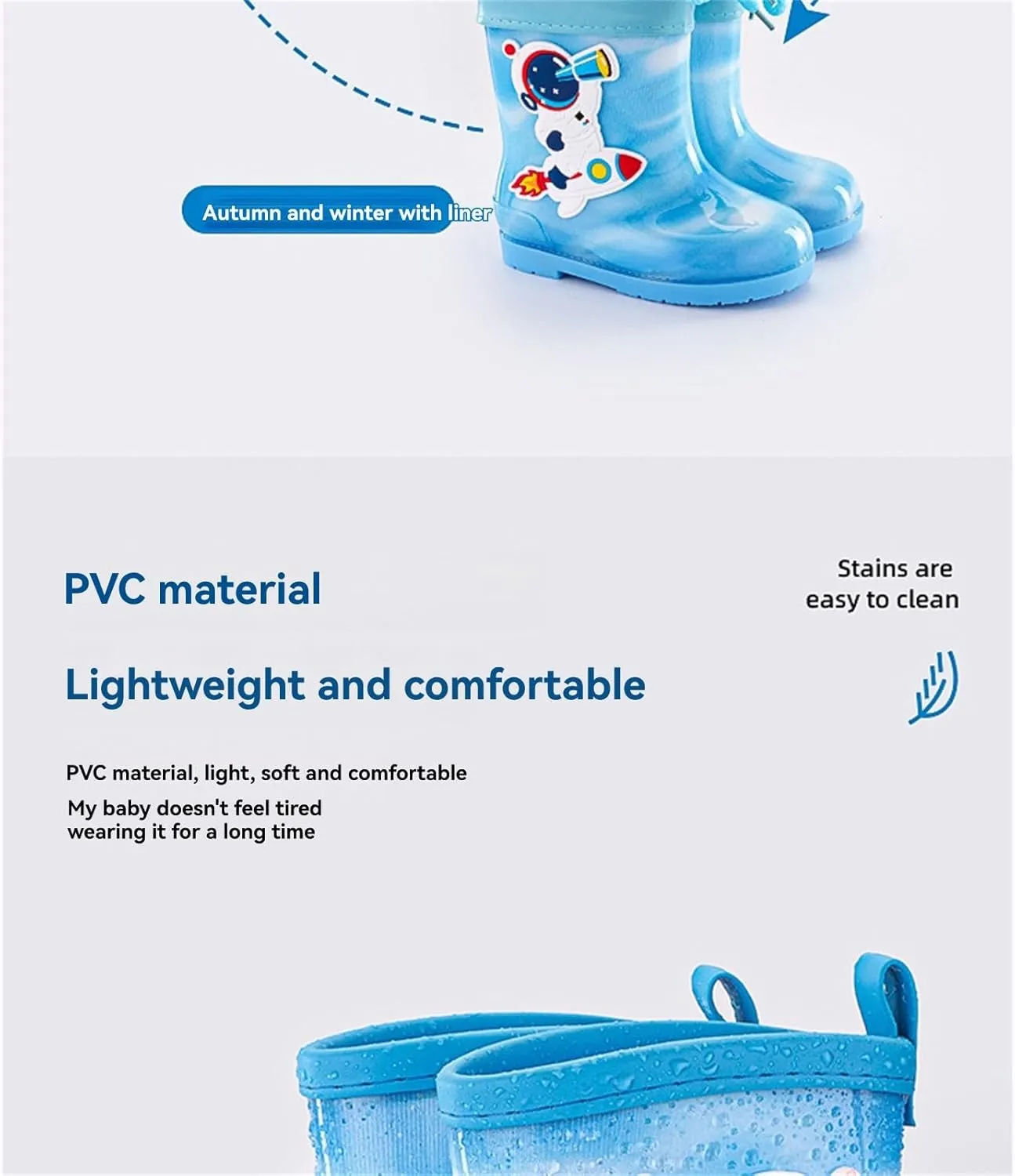 Kids Rain Boots for Boys Girls Toddler Cartoon Soft Rubber Water Proof Non Slip Rain Shoes Outdoor Play Mud Shoes