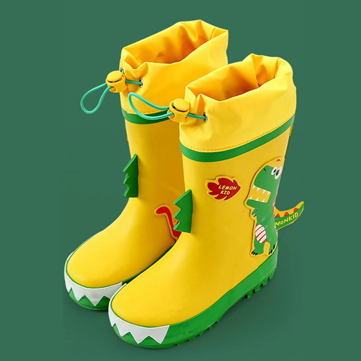 Kids Rain Boots Unisex Children Waterproof Rubber Boots Dinosaur Toddler Rain Shoes Non Slip for Boys and Baby Booties
