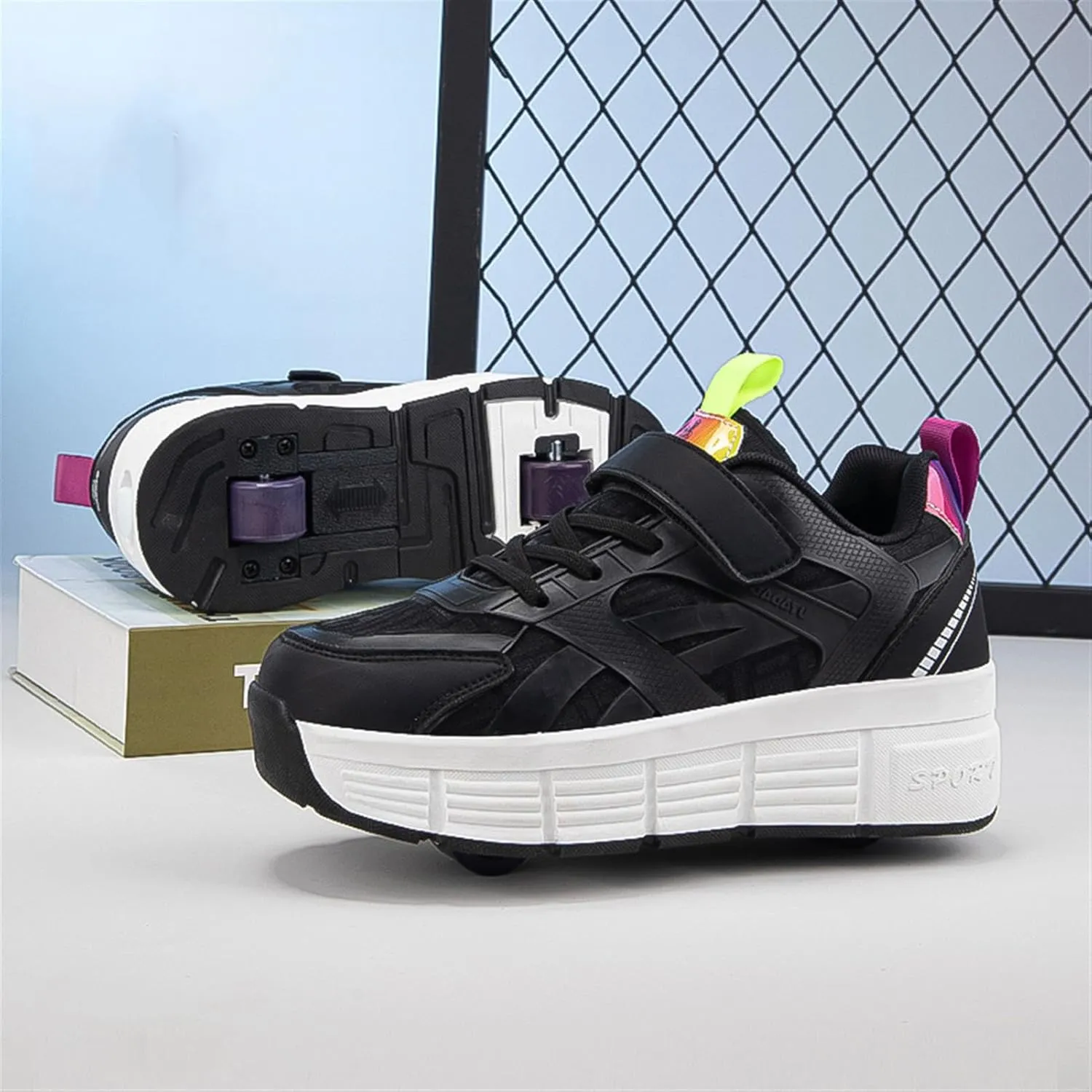 Kids Roller Skate Shoes Automatic Retrectable Technical Skateboarding Skates Multisport Running Sneakers for Boys Girls and Teen Outdoor
