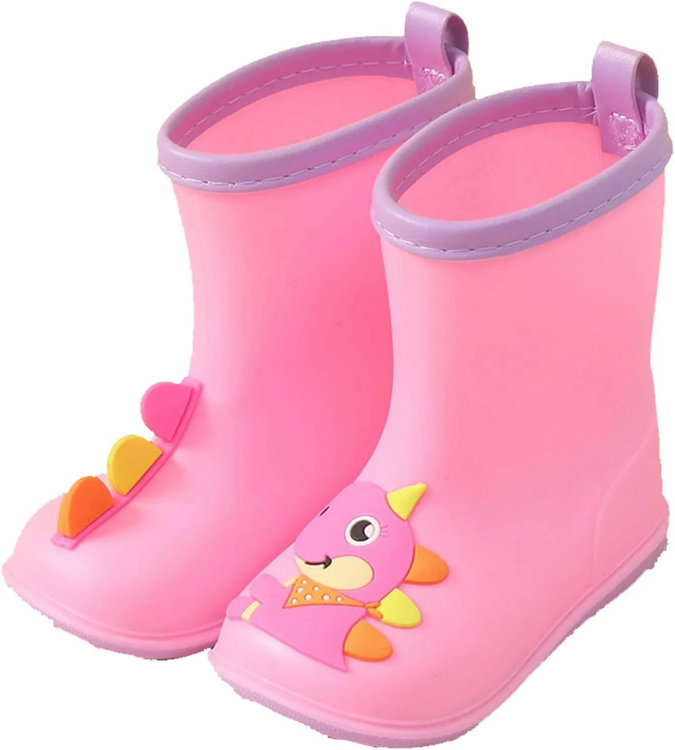 Kids Toddler Rain Boots for Girls Boys Dinosaur Cartoon Waterproof Rain Shoes Patterns Boot with Easy On Newborn Shoes
