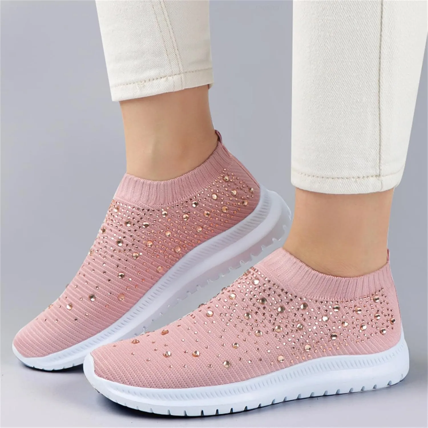 Ladmiple Gym Shoes For Women Workout Running Slip On Lightweight Tennis Shoes Non Slip Fashion Mesh Walking Sneakers