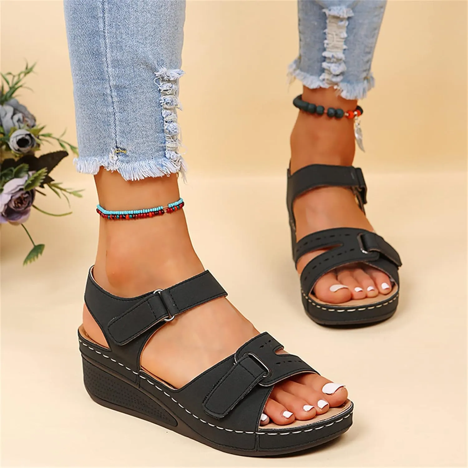 Ladmiple Orthopedic Sandals For Women Wide Width Comfortable Flip Flops with Arch Support Dressy Summer Orthotic Slides