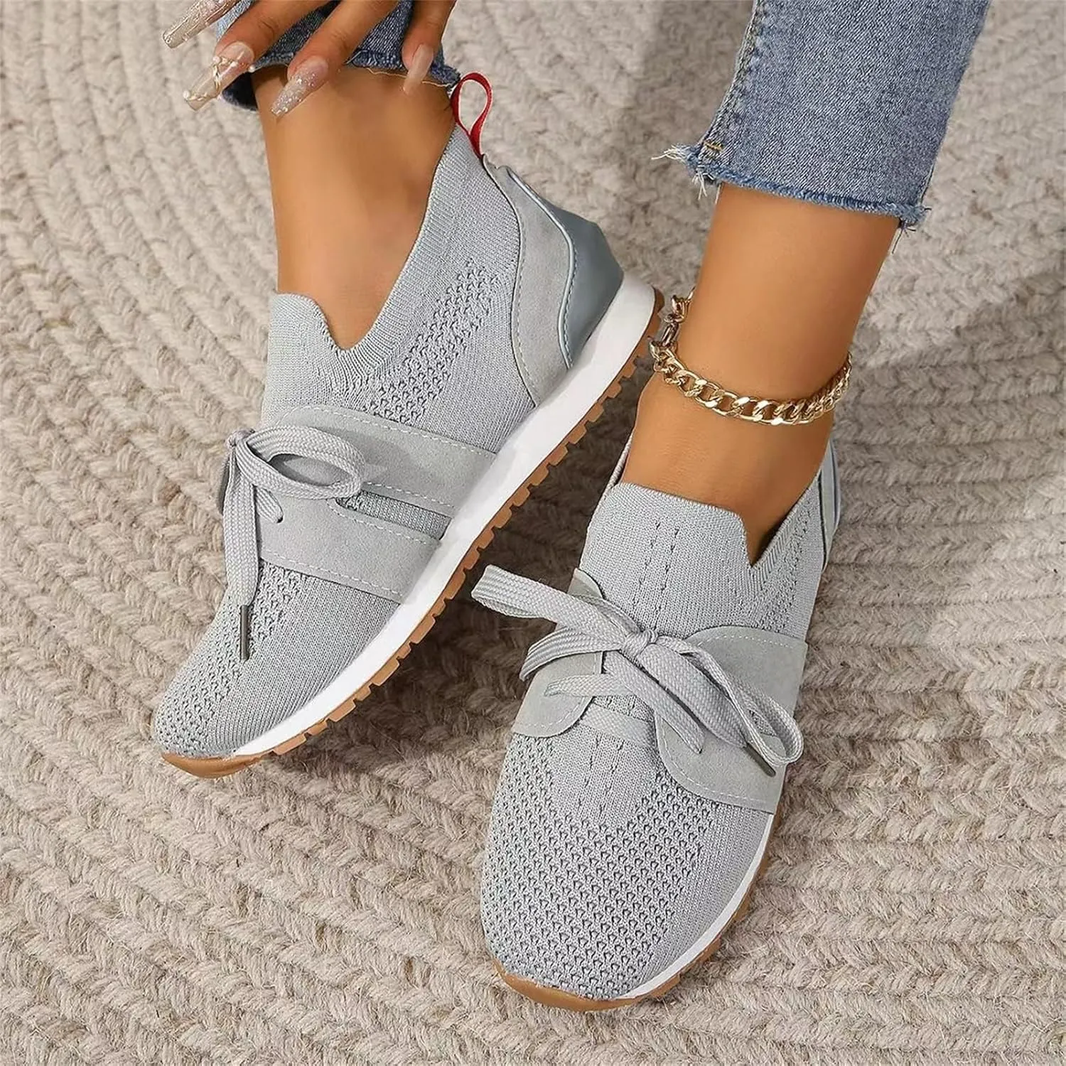 Ladmiple Running Shoes For Women Slip On Lightweight Tennis Shoes Non Slip Gym Workout Fashion Breathable Walking Sneakers