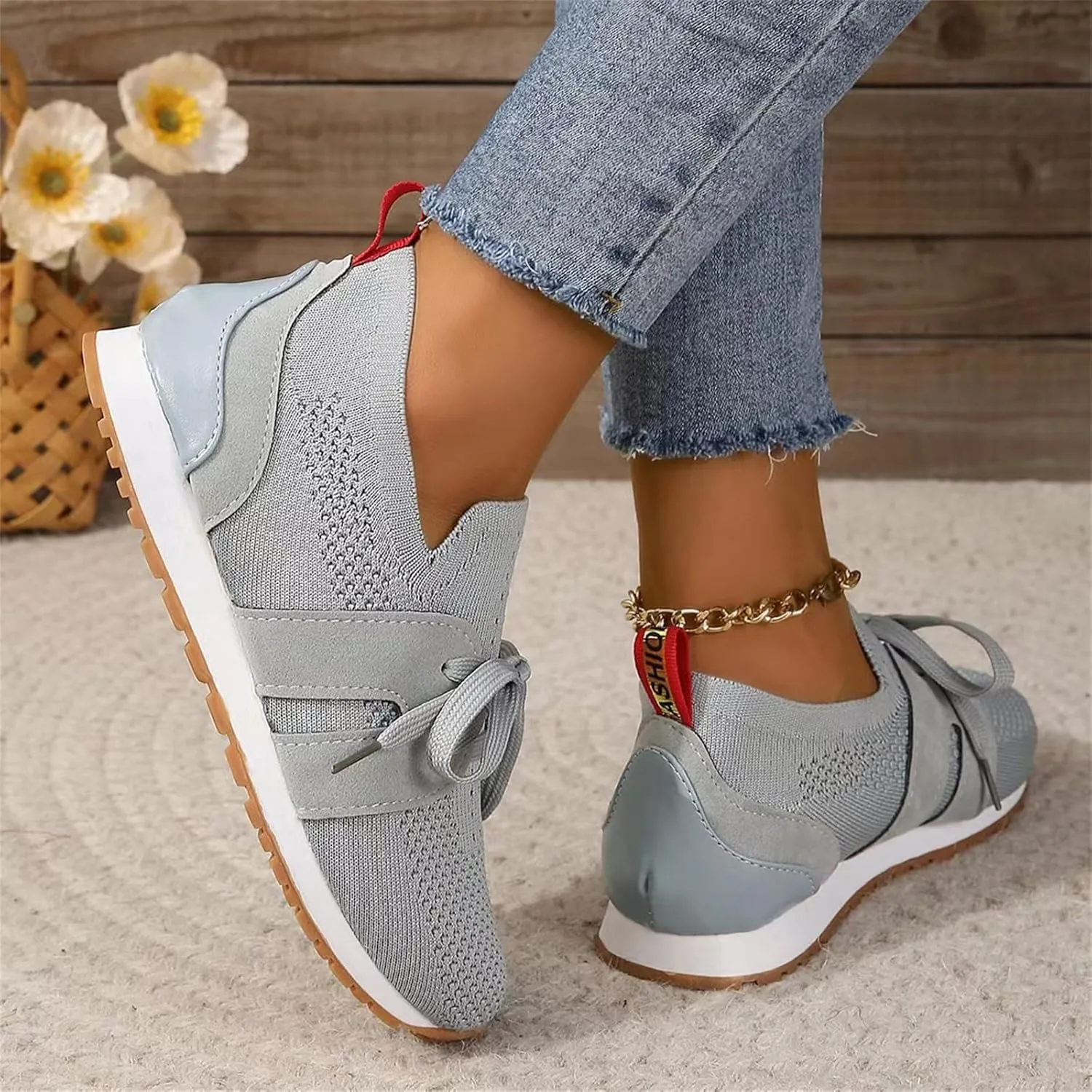 Ladmiple Running Shoes For Women Slip On Lightweight Tennis Shoes Non Slip Gym Workout Fashion Breathable Walking Sneakers