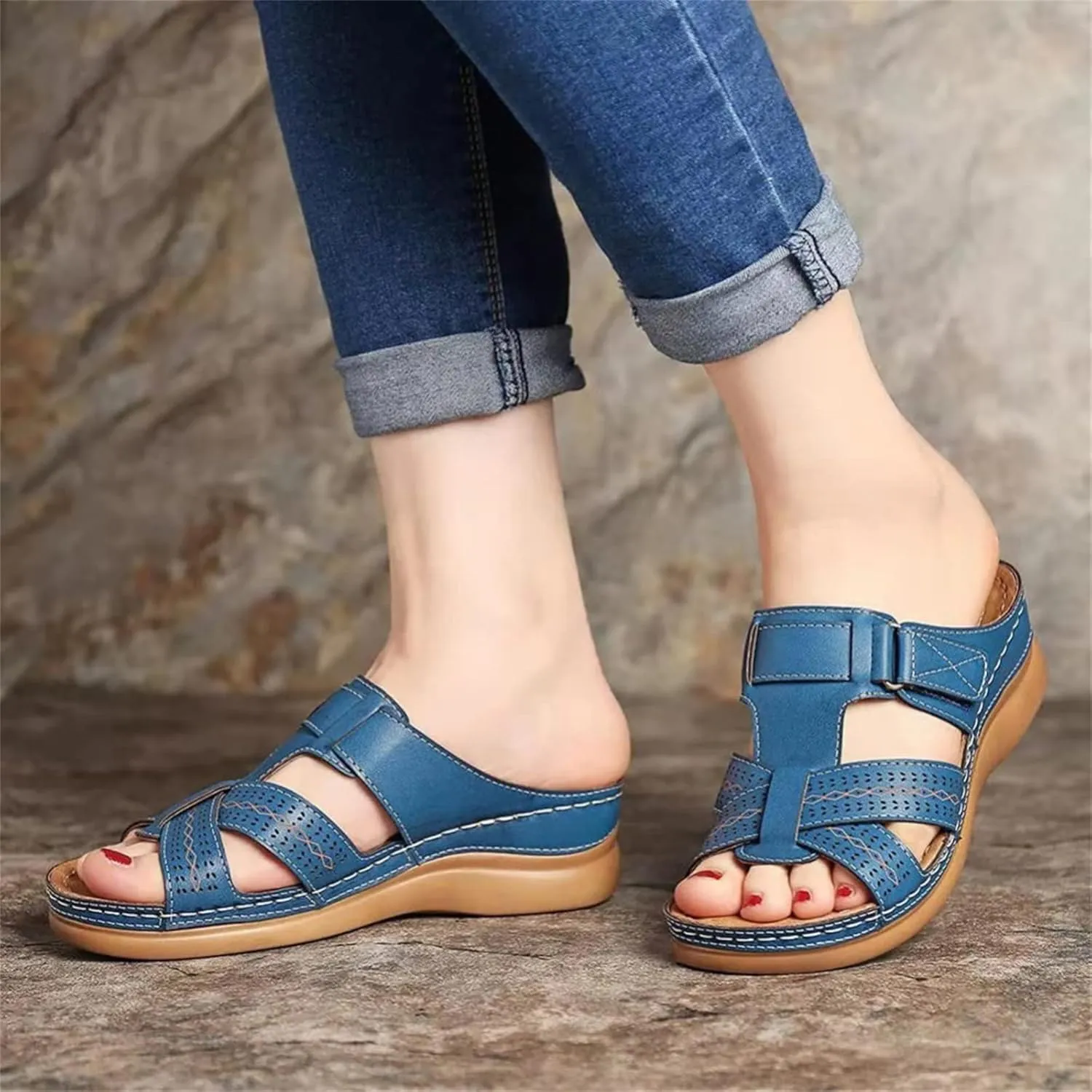 Ladmiple Womens Sandals With Arch Support Walking Comfortable Dressy Casual Summer Slip On Orthopedic Orthotic Flip Flops