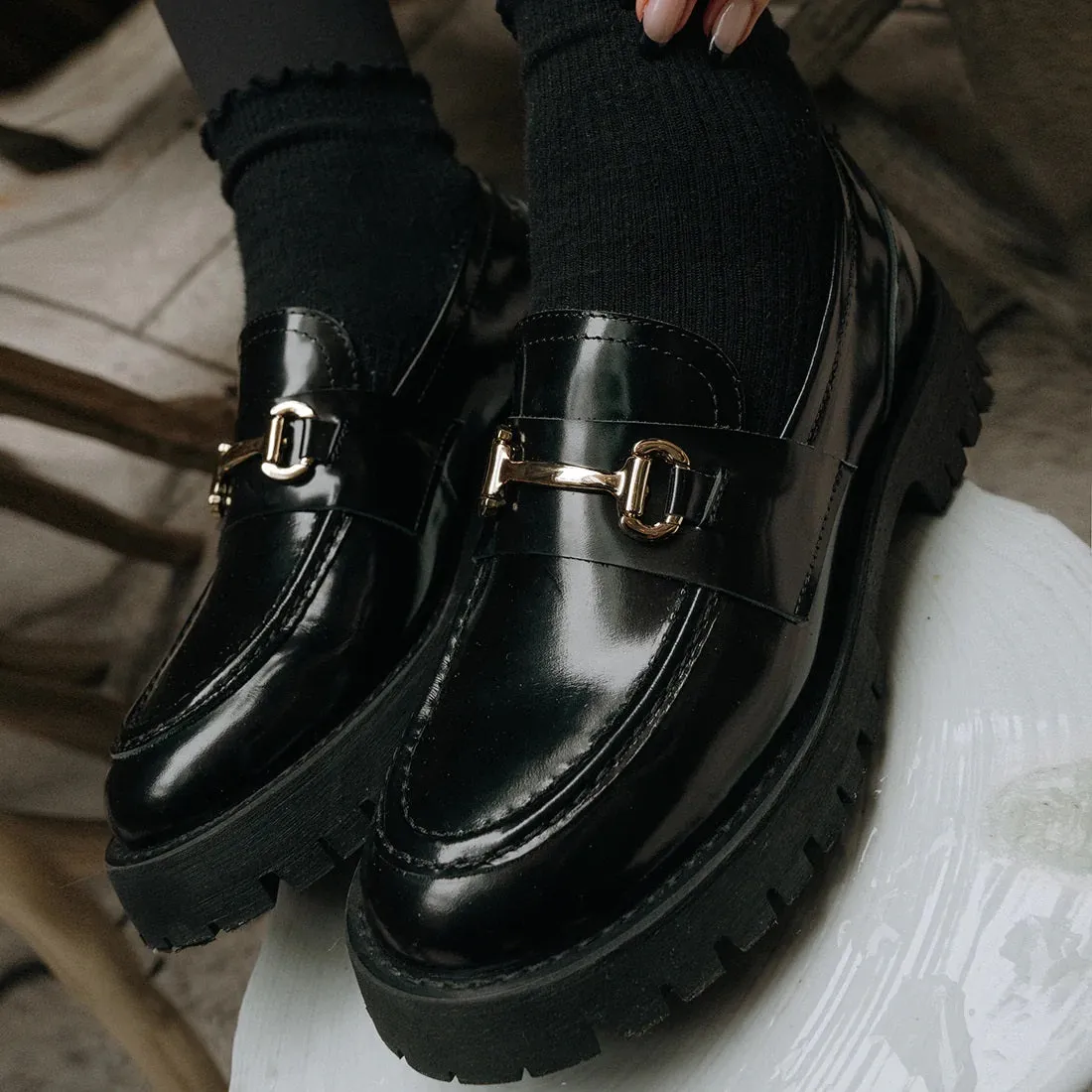 Lando Platform Loafers in Black