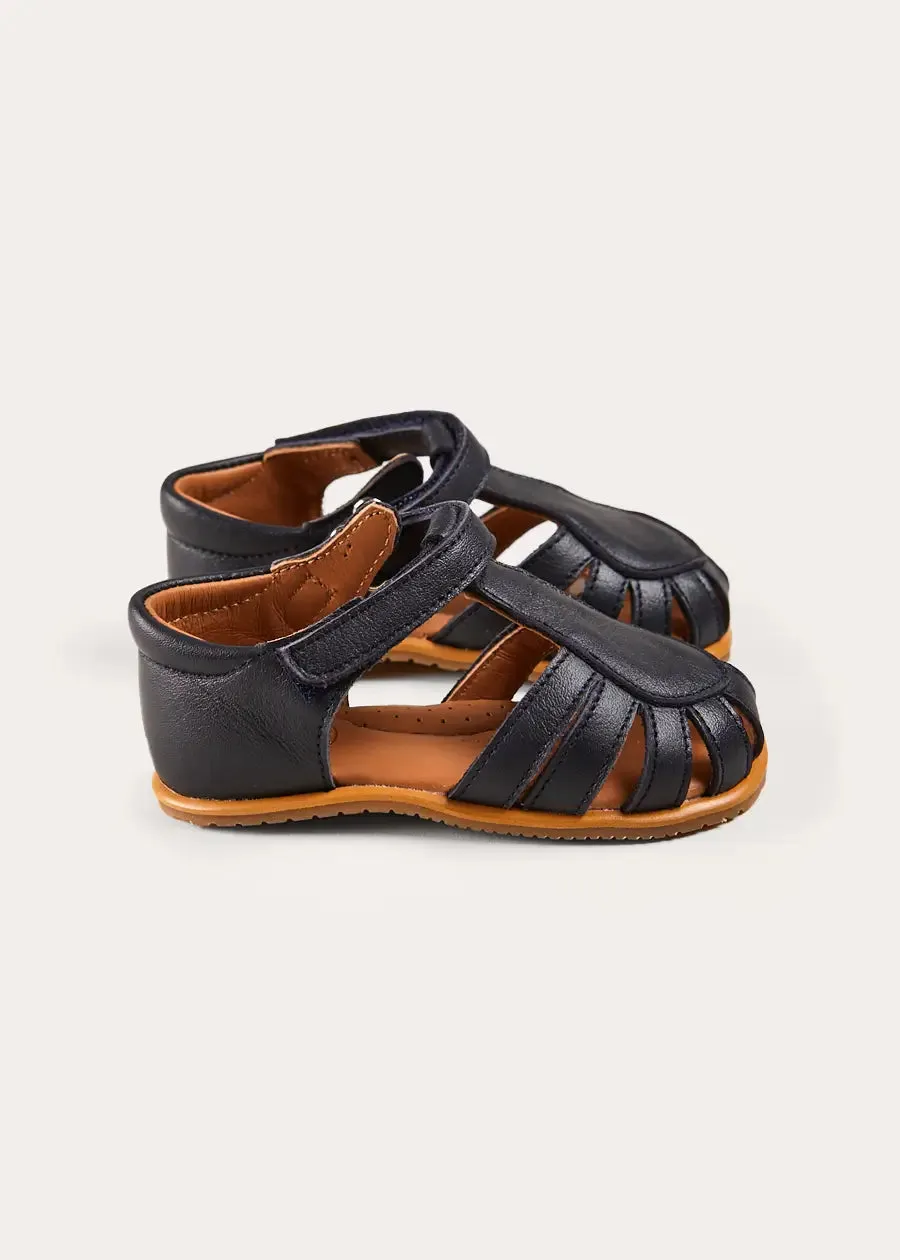 Leather Fishermans Sandals in Navy (21-27EU)