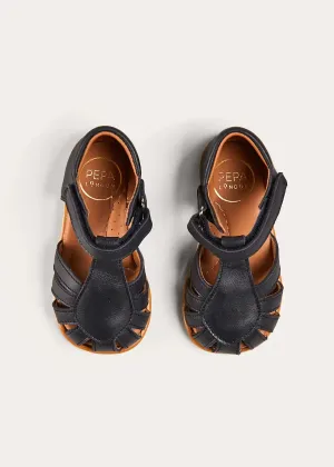 Leather Fishermans Sandals in Navy (21-27EU)