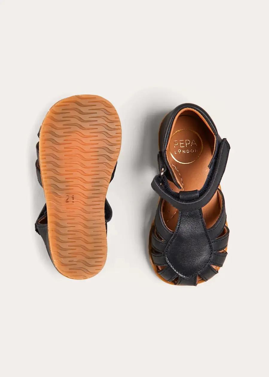 Leather Fishermans Sandals in Navy (21-27EU)