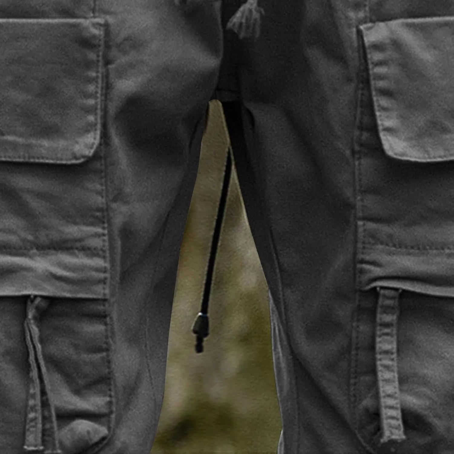 Mens Casual Cargo Pants Slim-Fit Drawstring Outdoor Hiking Pants Multi-Pockets Cotton Comfort Trousers for Travel