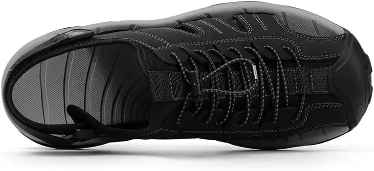 Mens Closed Toe Sandals Beach Water Shoes Men Waterproof Fisherman Leather Sport Hiking Sandals