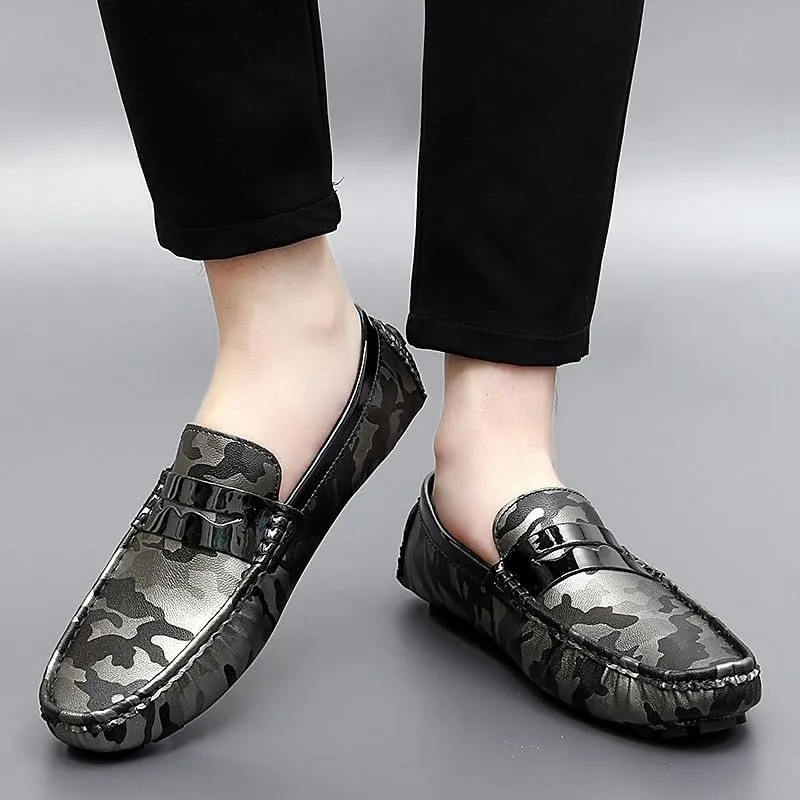 Men's Colorful Vegan Leather Loafers - Comfortable Driving Shoes, Lightweight Slip-On with Flat Heel for Outdoor & Wedding Wear