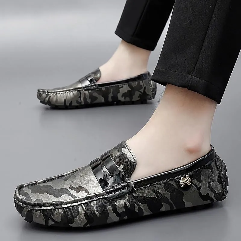 Men's Colorful Vegan Leather Loafers - Comfortable Driving Shoes, Lightweight Slip-On with Flat Heel for Outdoor & Wedding Wear
