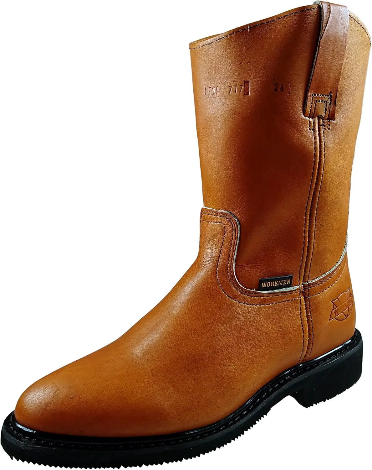 Men's Genuine Leather Work Boots Western Cowboy Pull On Boots 717