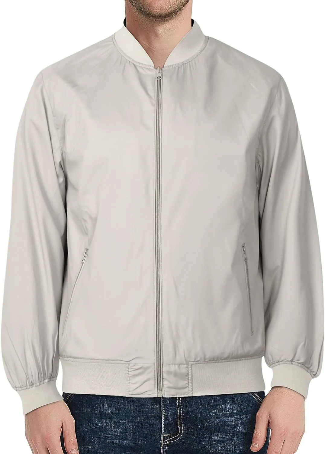 Men's Jacket Lightweight Bomber Jacket Casual Slim Fit Softshell Windbreaker Jackets Windproof Zip Up Coats