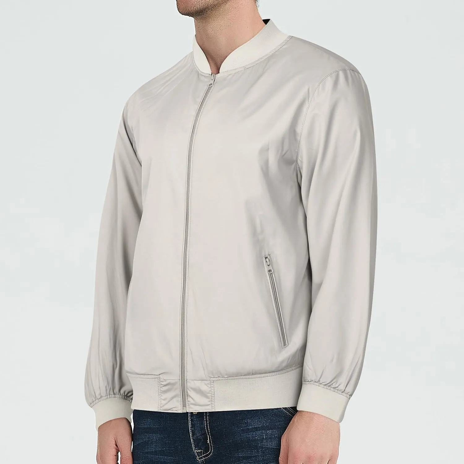Men's Jacket Lightweight Bomber Jacket Casual Slim Fit Softshell Windbreaker Jackets Windproof Zip Up Coats