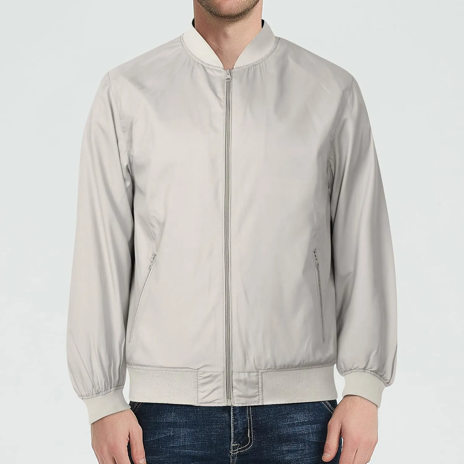 Men's Jacket Lightweight Bomber Jacket Casual Slim Fit Softshell Windbreaker Jackets Windproof Zip Up Coats