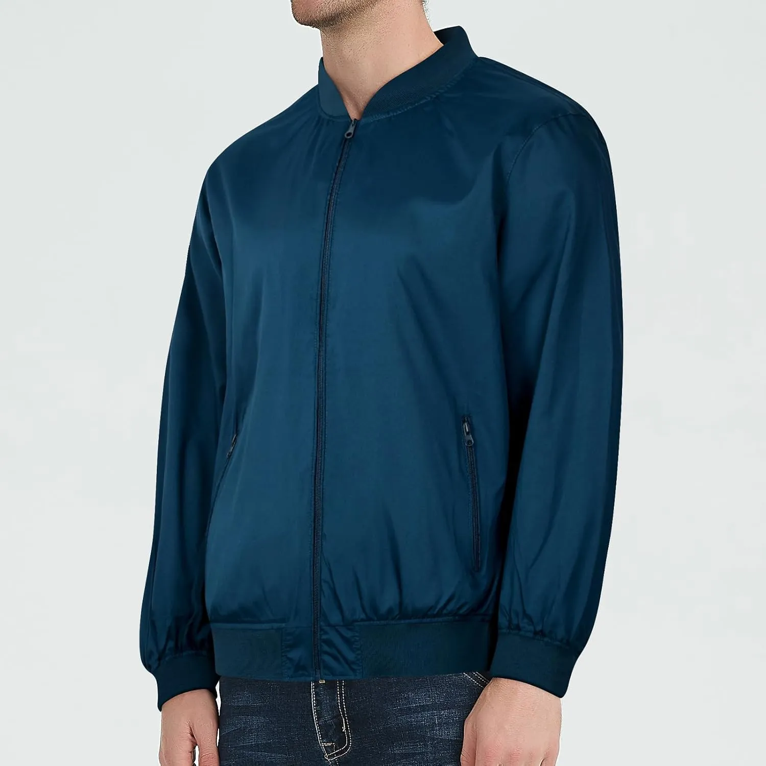 Men's Jacket Lightweight Bomber Jacket Casual Slim Fit Softshell Windbreaker Jackets Windproof Zip Up Coats