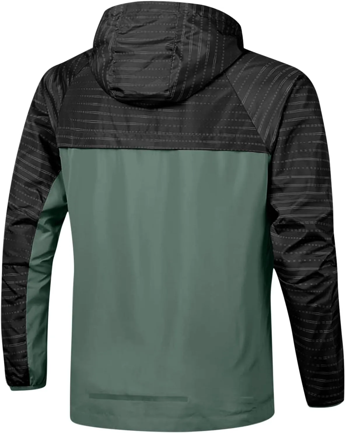 Men's Lightweight Softshell Jacket Classic Mesh Lining Stripes Patchwork Hooded Resistant Hiking Windbreaker Jackets