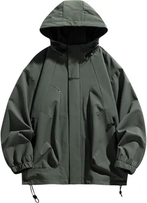 Men's Outdoor Jacket Lightweight Mountaineering Jacket Casual Windbreaker Jackets Windproof Zip Up Coats with Pockets