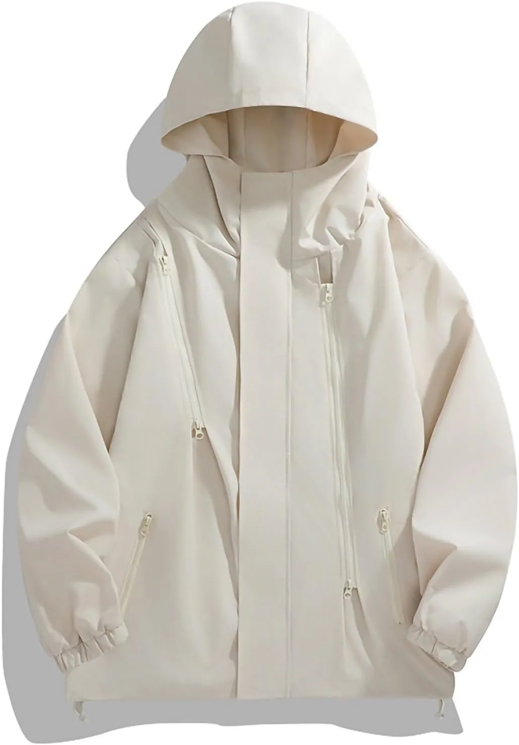 Men's Rain Jackets Outdoor Mountain Hiking Waterproof Windbreaker Midweight Full Zip Hooded Lightweight Daily Casual