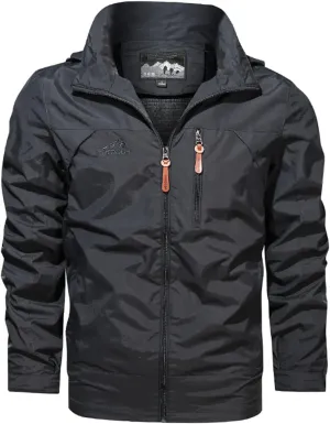 Mens Shell Jacket Lightweight Rain Jacket Waterproof Windbreaker Raincoat with Hood for Hiking Travel