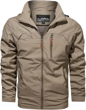 Mens Shell Jacket Lightweight Rain Jacket Waterproof Windbreaker Raincoat with Hood for Hiking Travel
