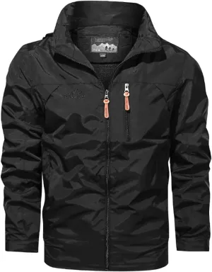 Mens Waterproof Hoodie Jackets Lightweight Windproof Jacket Hooded Zipper Windbreaker Hiking Running Jackets for Men