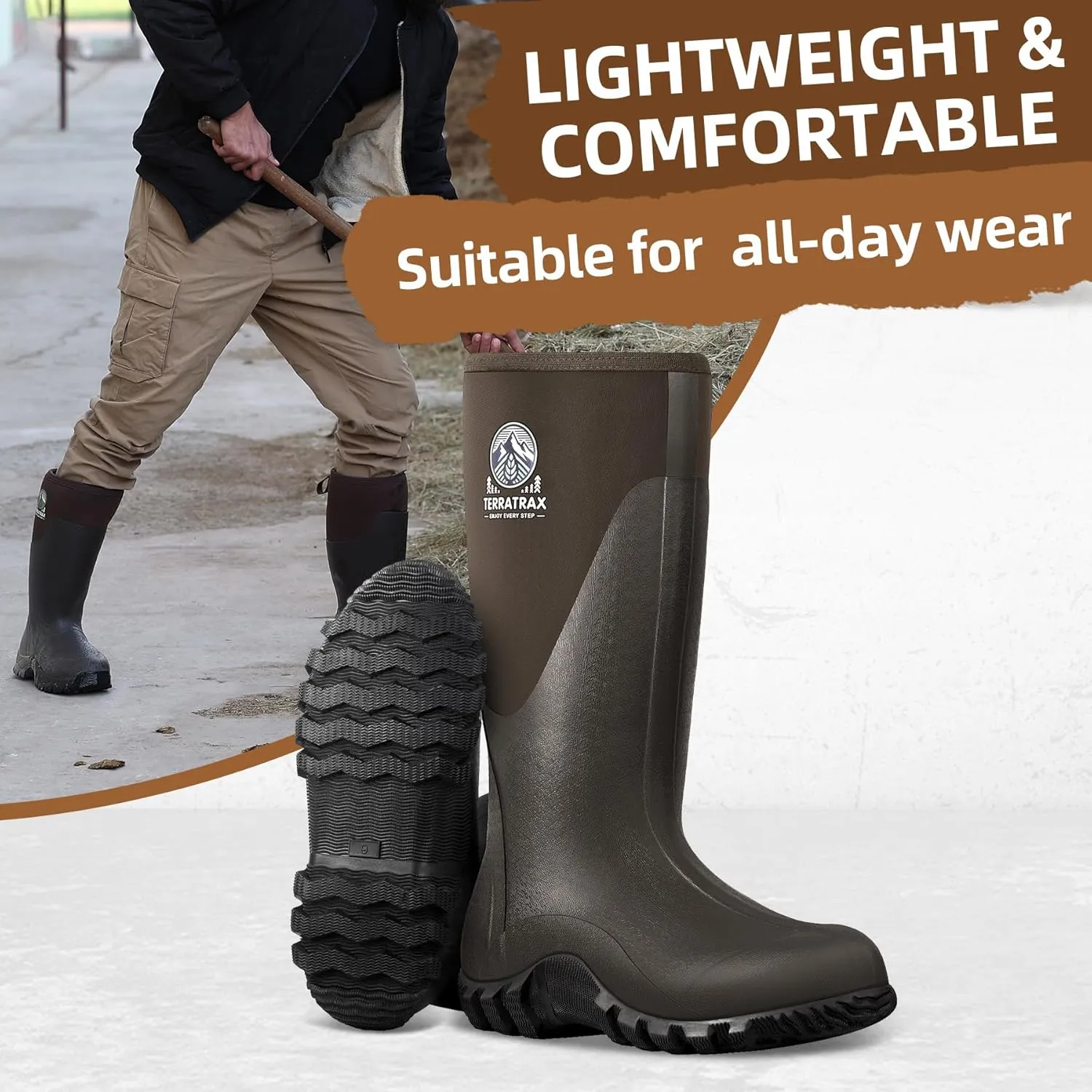 Men's Waterproof Rubber Muck Rain and Work Boot ?C Durable 6mm Neoprene Insulated, Ideal for Fishing Hunting & Farming
