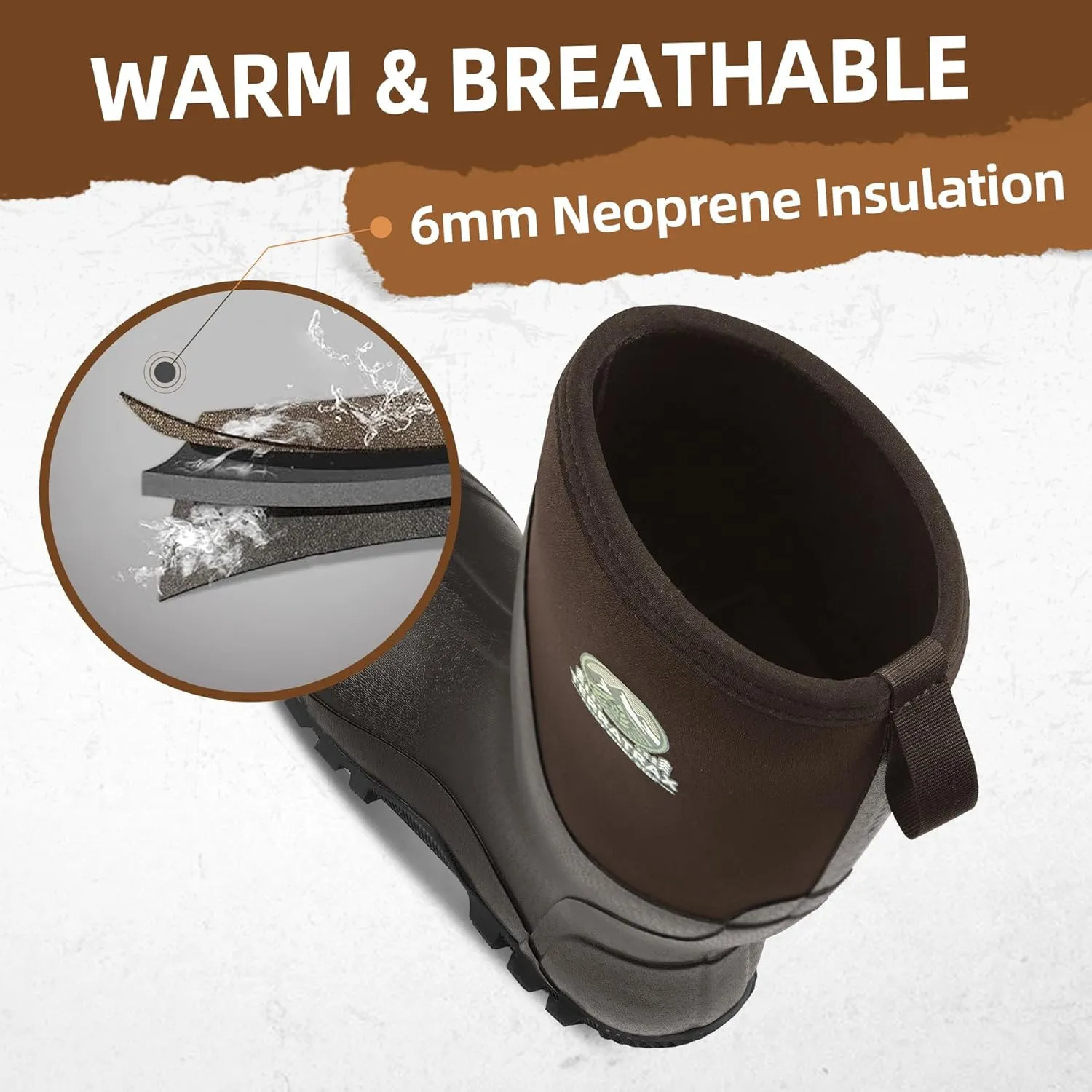 Men's Waterproof Rubber Muck Rain and Work Boot ?C Durable 6mm Neoprene Insulated, Ideal for Fishing Hunting & Farming