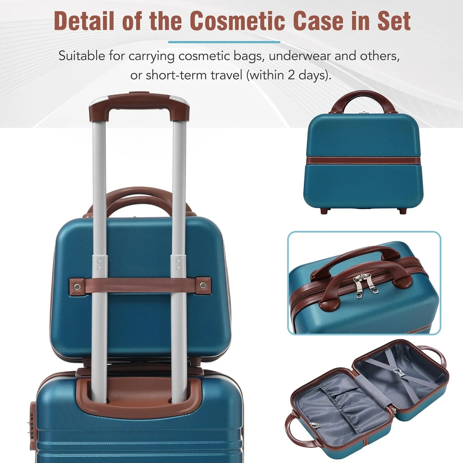 Merax Luggage Set Hardshell Carry-On Suitcase with TSA Lock Double Spinner Wheels Travel Duffel Bag with Trolley Sleeve Toiletry Bag Lightweight Travel Set (Blue, 3PC (20" 24" Cosmetic Case))