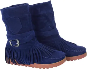 Mid Calf Boots for Women Comfortable Boots for Women Casual Fashion Round Toe Retro Short Women's Fringe Boots Comfy