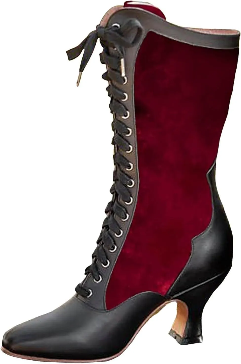 Mid Calf Boots for Women Fall Boots for Women 2024 Vintage Block Heel Lace Up Women Fashion Boots With Cute Cat Motif