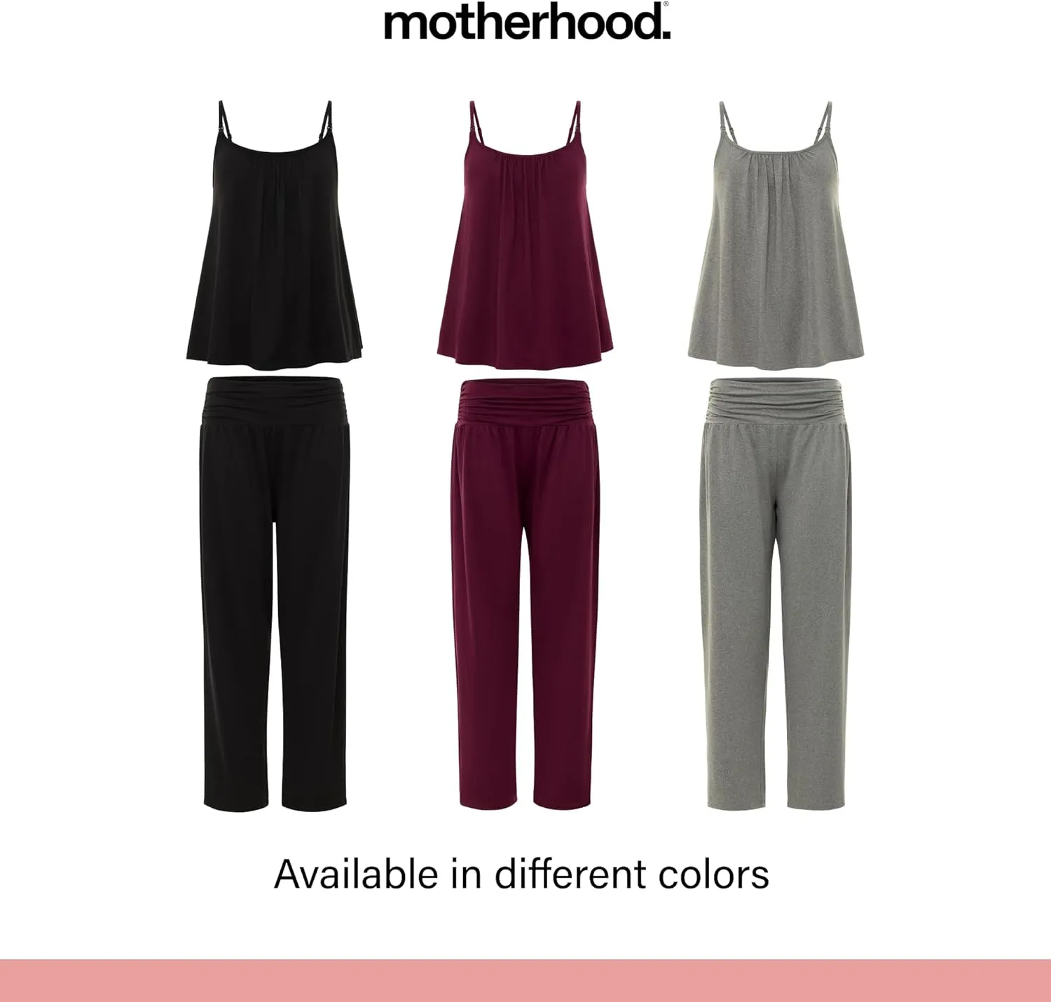 Motherhood Maternity Women's Swing Cami & Foldover Pant, Lounge Set, Breastfeeding Sleepwear