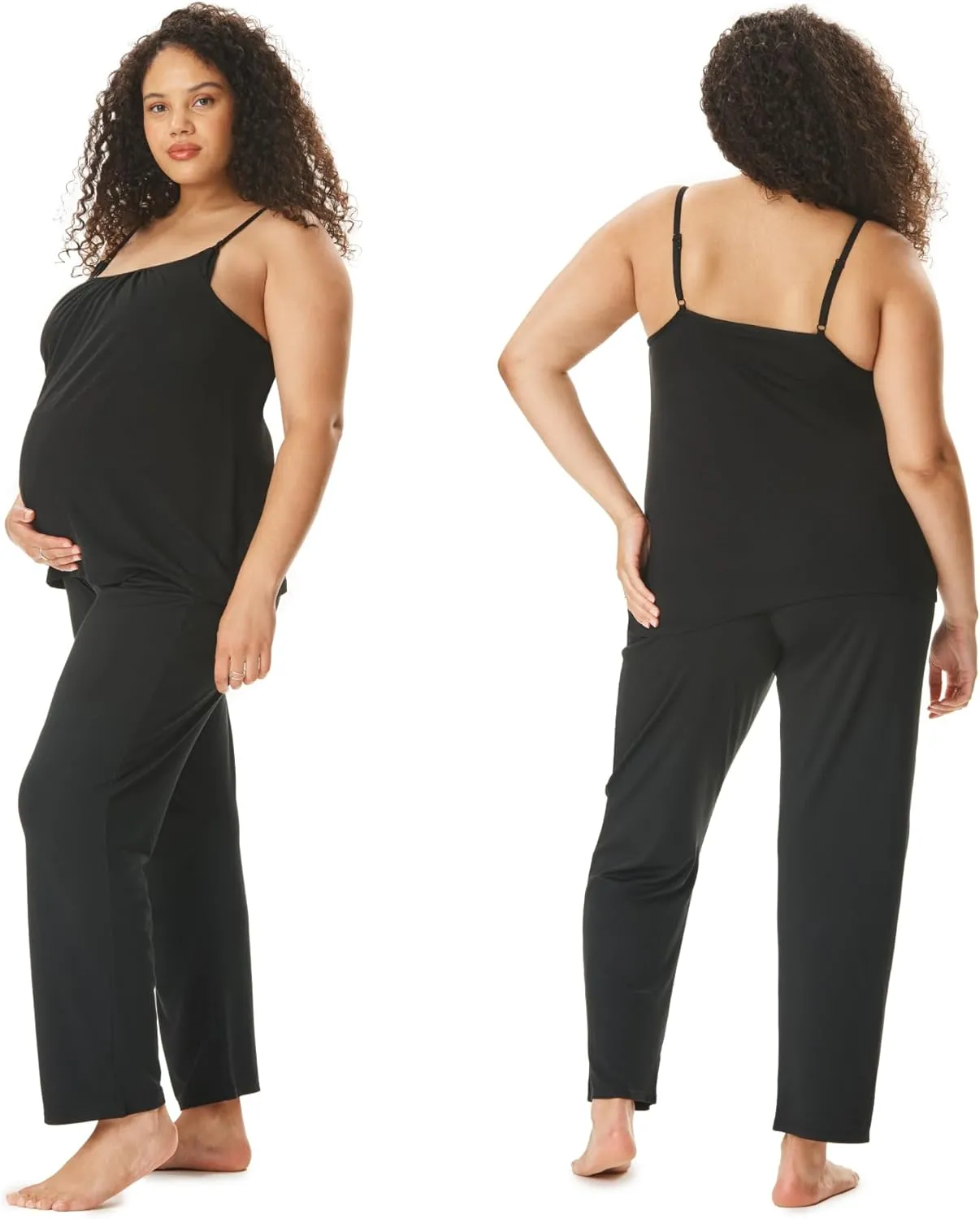 Motherhood Maternity Women's Swing Cami & Foldover Pant, Lounge Set, Breastfeeding Sleepwear