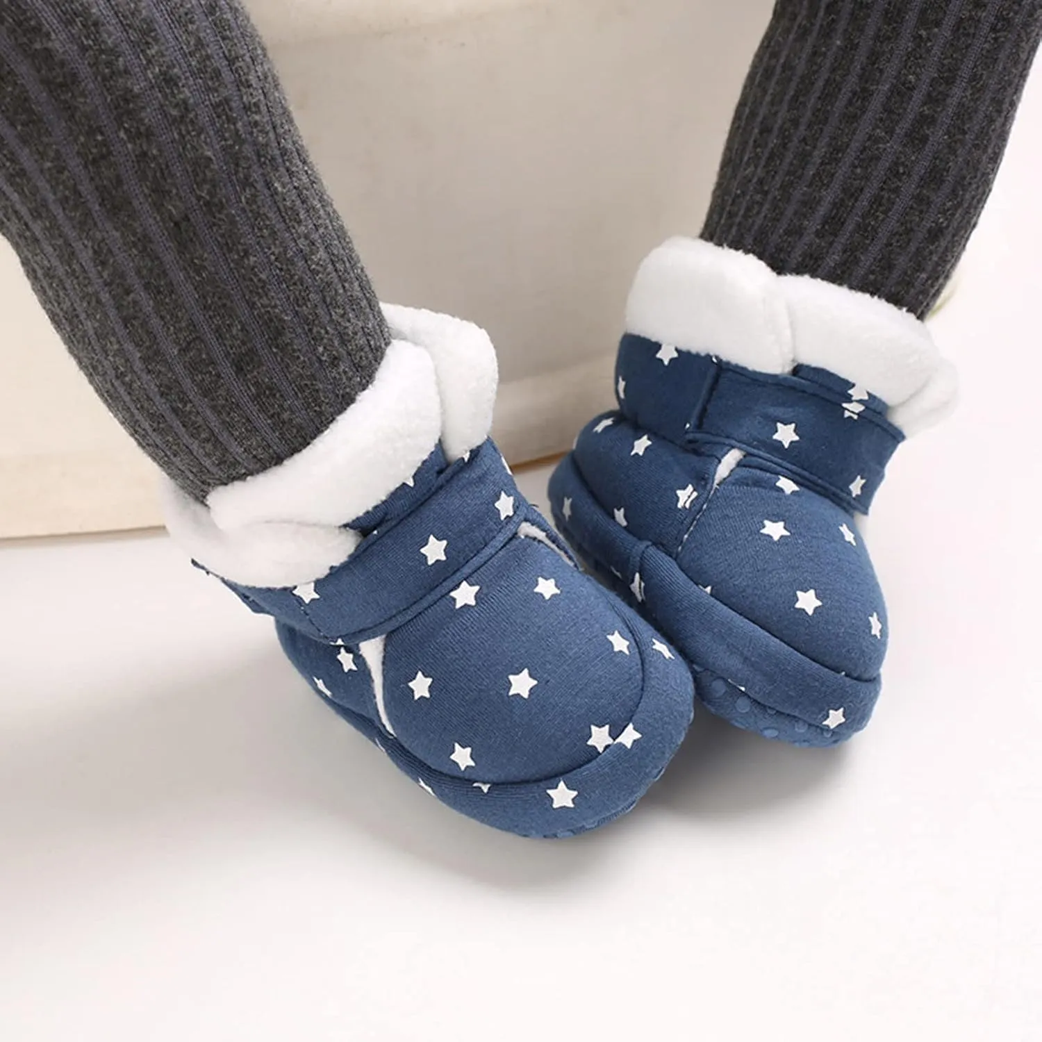 Newborn Baby Soft Fleece Booties Infant House Slippers Socks Shoe Non Slip Toddler First-Walkers Girls Canvas Shoes
