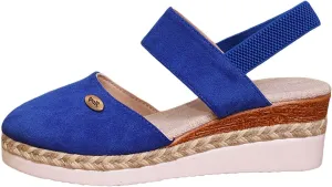 Orthopedic Platform Wedge Sandals for Women Summer Dressy Elastic Ankle Strap Closed Toe Anti Slip Beach Espadrilles Wedges Heel Casual Sandals Comfortable Shoes with Adjustable Buckle