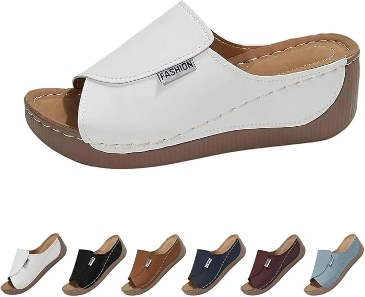 Orthopedic Sandals for Women Arch Support Dressy Comfortable Platform Wedge Sandals Slip On Summer Slides Orthotic Shoes Best Walking Shoes for Women with Plantar Fasciitis