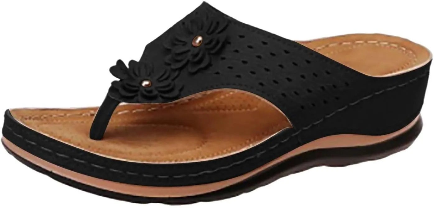Orthopedic Sandals for Women with Arch Support Summer Slip On Wedge Flip Flops Adjustable Comfort Orthotic Beach Slides