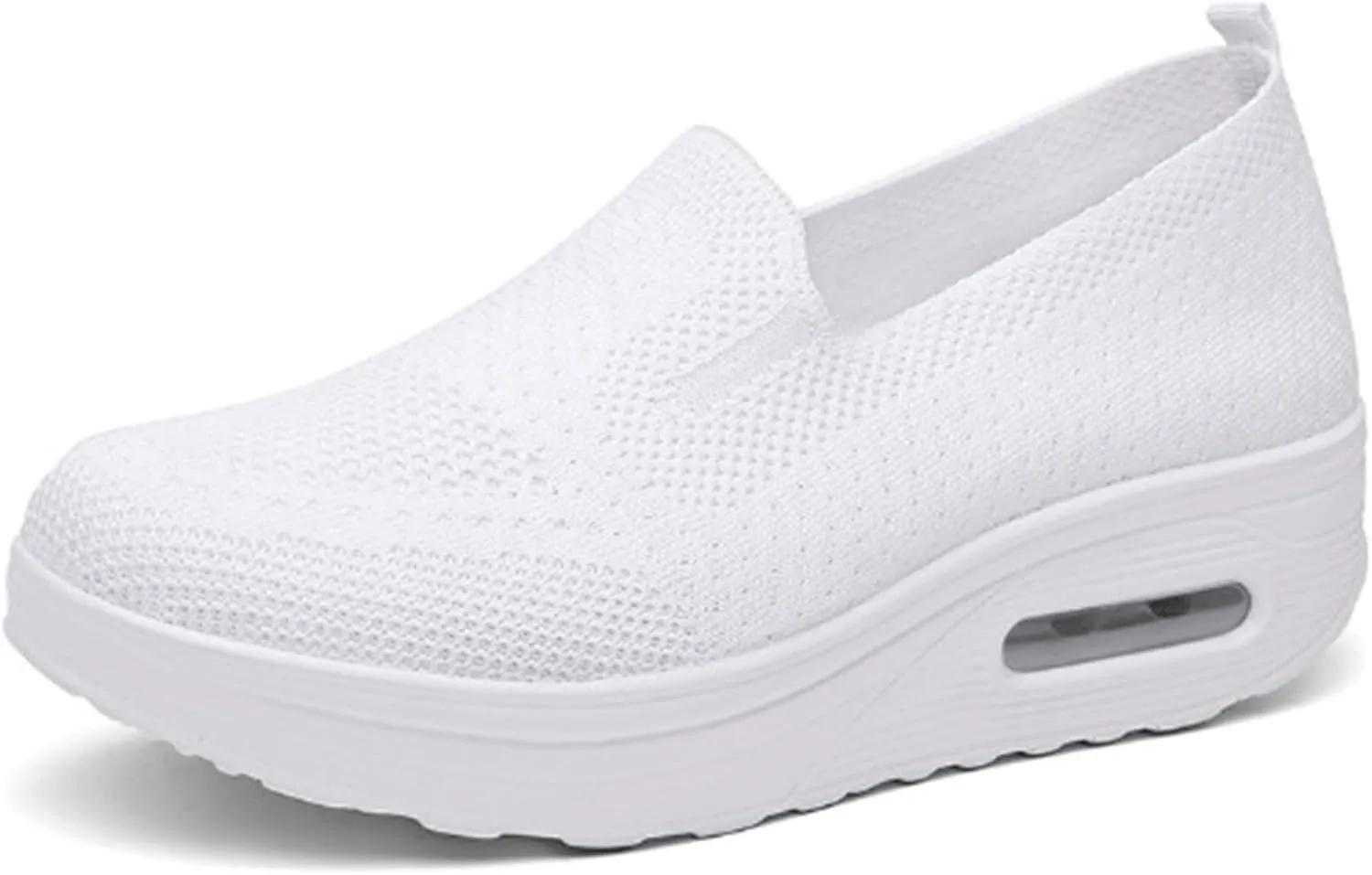 Orthopedic Sneakers for Women Slip-On Light Air Cushion Mesh Up Stretch Platform Orthopedic Sneakers Breathable Knitted Woven Low Top Walking Shoes Arch Support Non-Slip Shoe