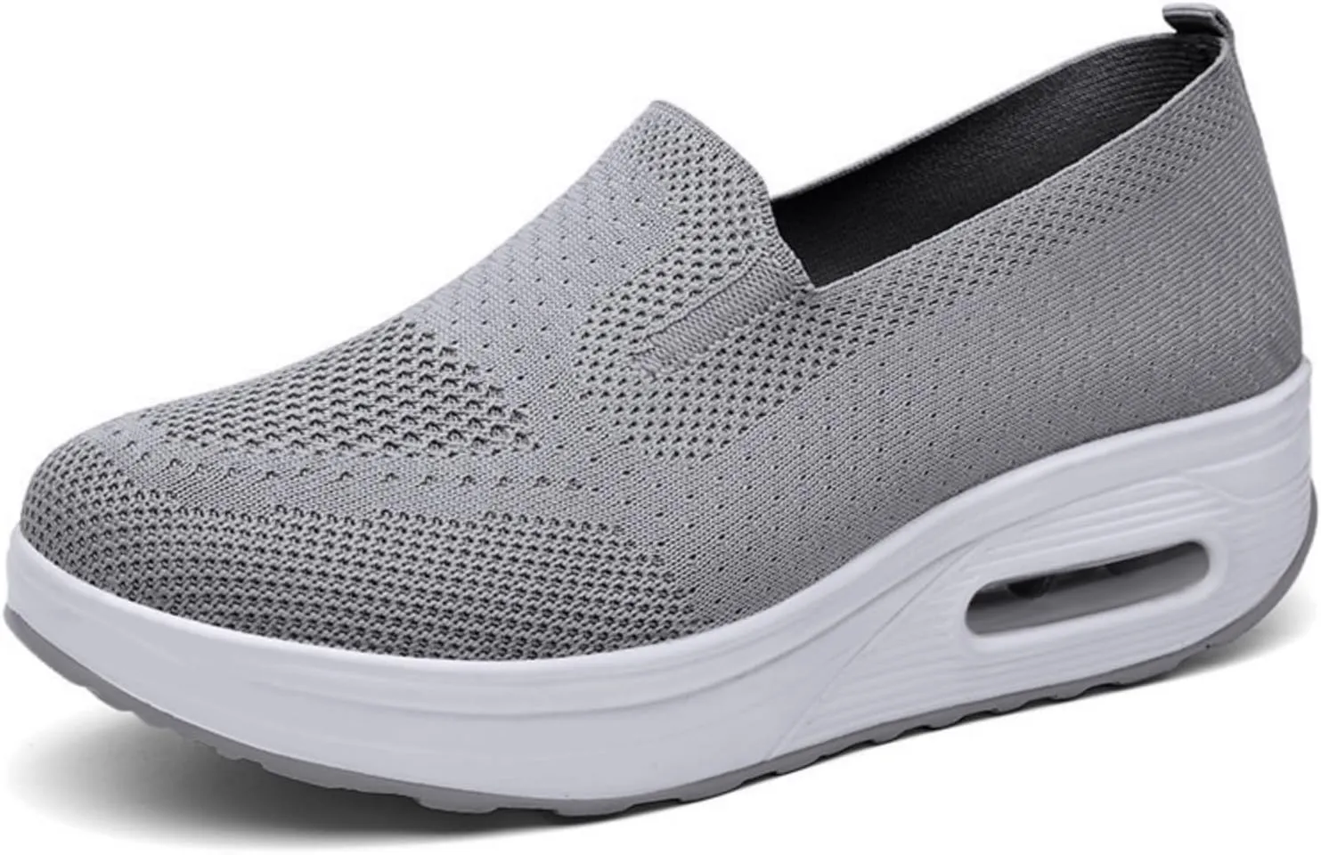 Orthopedic Sneakers for Women Slip-On Light Air Cushion Mesh Up Stretch Platform Orthopedic Sneakers Breathable Knitted Woven Low Top Walking Shoes Arch Support Non-Slip Shoe