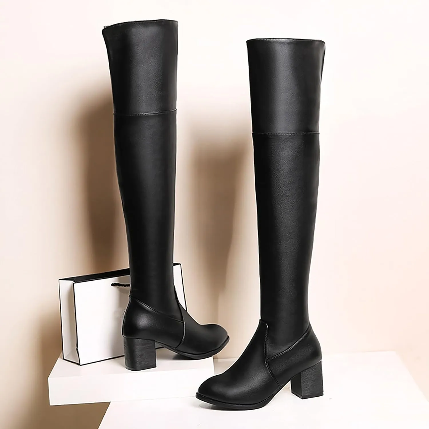 Over the Knee Boots Thigh High Boots for Women Autumn And Winter Fashion Boots Half Zipper Over Knee Boot Comfortable