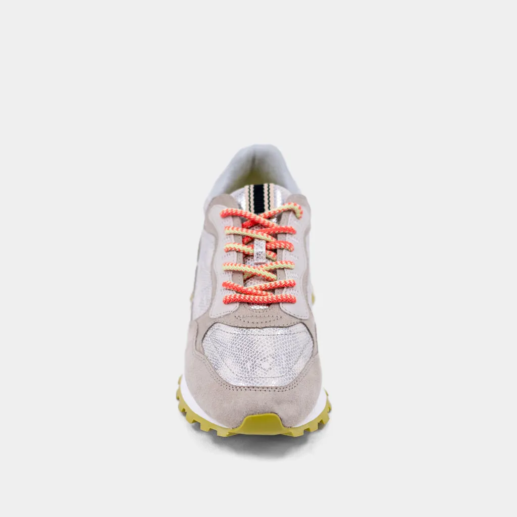 Phoebe Sneakers- Silver/Orange/Lime