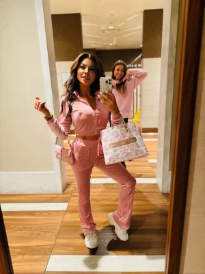 PINK IS MY FAV COLOR Velvet Pink 2000's Inspired Two Piece Set