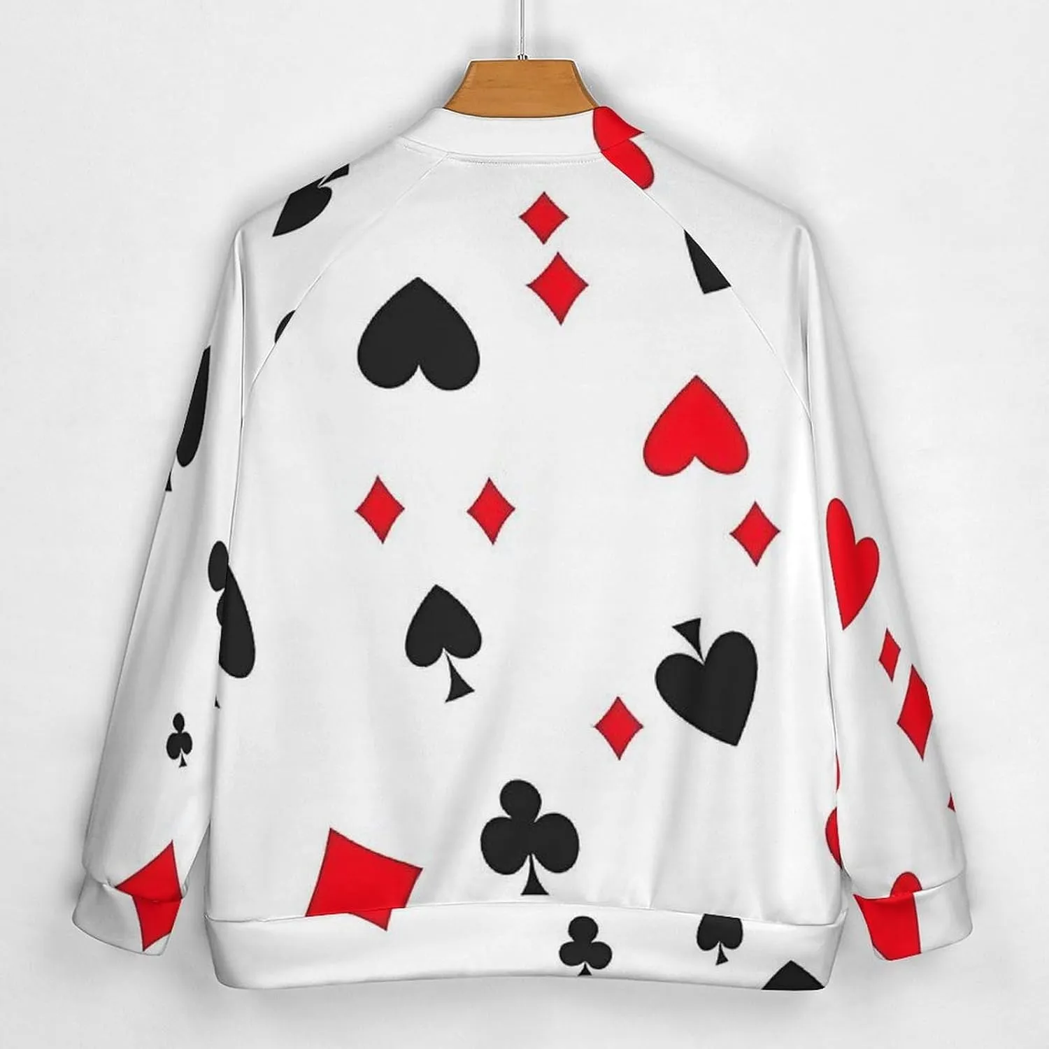 Poker Hearts Patterns Lightweight Men's Baseball Jackets Relaxed Fit Varsity Bomber Jacket Windbreaker Coat